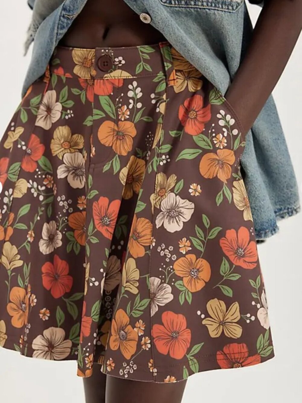 NWT FREE PEOPLE Chocolate Combo Dahlia Floral Circle Skirt sz 2